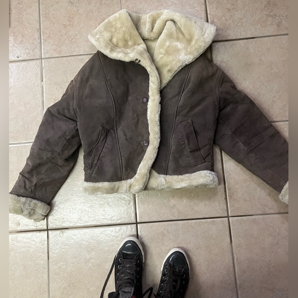 SYNERGY vintage Leather sheepskin coat, size M